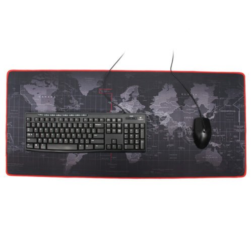 2mm Large Non-Slip World Map Game Mouse Pad Mat with Red Hem For PC Laptop Computer Keyboard 2