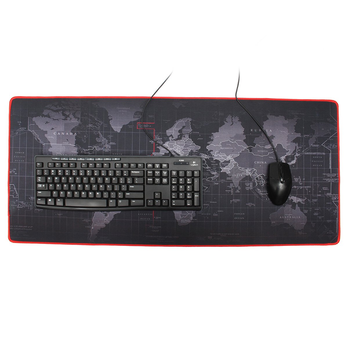 2mm Large Non-Slip World Map Game Mouse Pad Mat with Red Hem For PC Laptop Computer Keyboard 2 2mm Large Non-Slip World Map Game Mouse Pad Mat with Red Hem For PC Laptop Computer Keyboard - Image 2