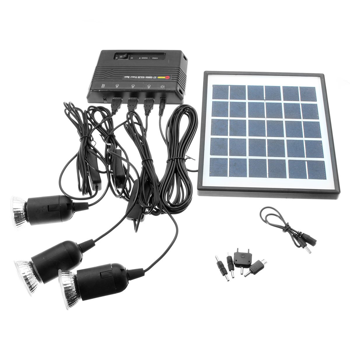 6V 4W DIY Outdoor Solar Panel With Power Bank + 3*3.7V 1W LED Lamp For USB Charging 2