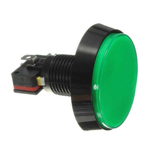 5Pcs Green LED Light 60mm Arcade Video Game Player Push Button Switch 3
