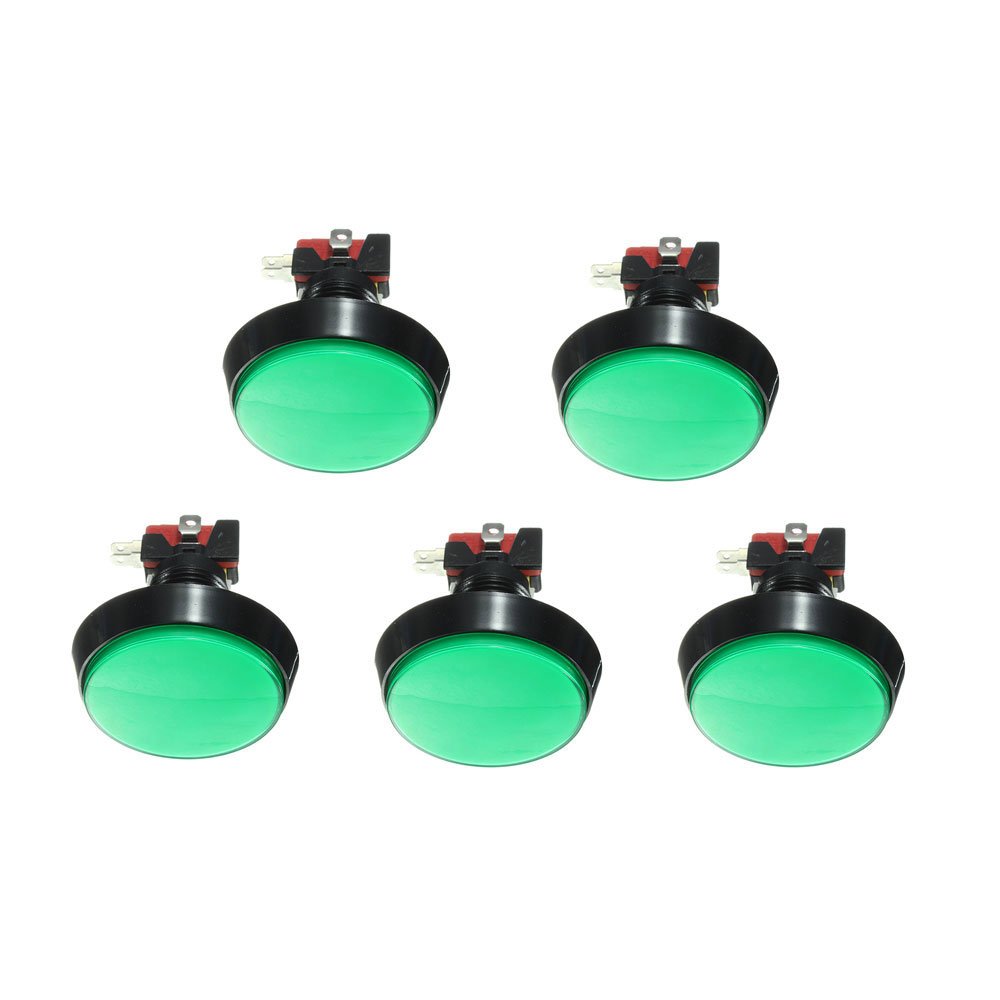 5Pcs Green LED Light 60mm Arcade Video Game Player Push Button Switch 1