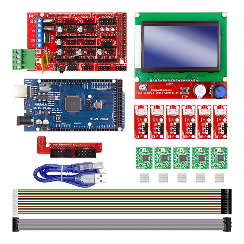 Rampas 1.4 Controller + Mega2560 R3 + 12864 Display with Limit Switch & A4988 Stepper Motor Driver DIY Kit for Arduino CNC 3D Printer 2