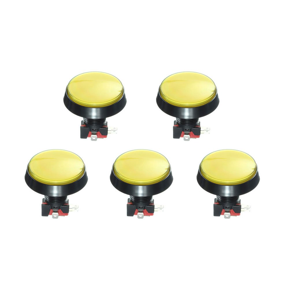 5Pcs Yellow LED Light 60mm Arcade Video Game Player Push Button Switch 1