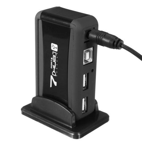 EU/US Vertical 7 Port USB 2.0 High Speed Hub+AC Power Supply Adapter For Raspberry Pi PC 6