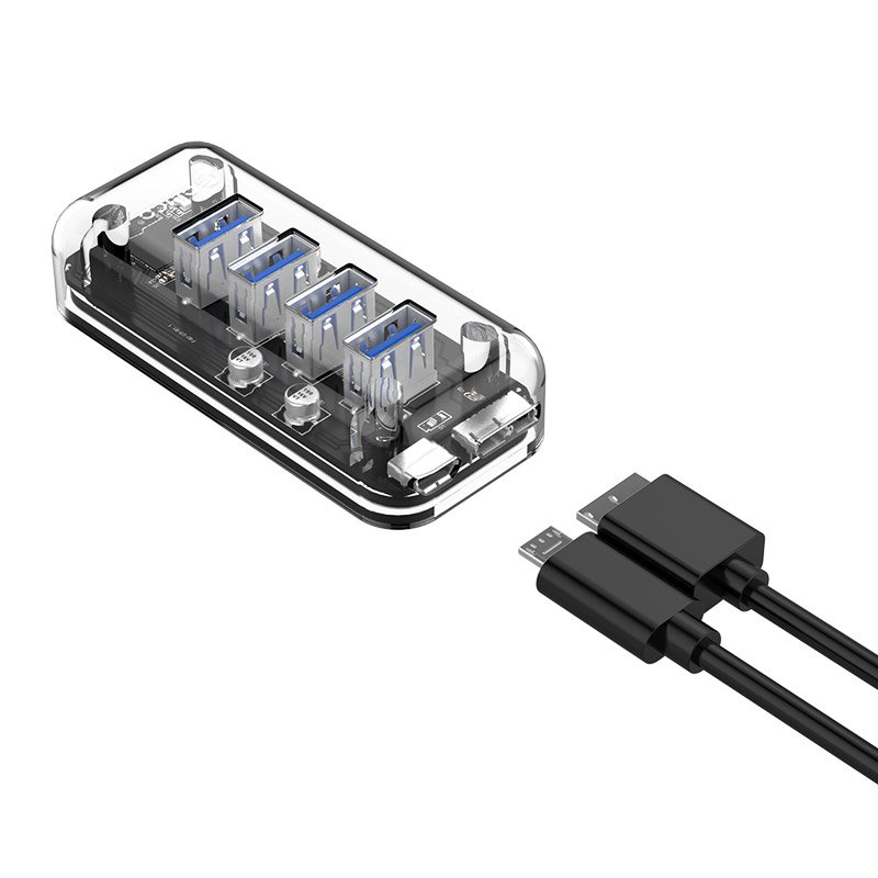Orico F4U-U3 Transparent 4-Port USB 3.0 Hub with Dual-port Power Supply 3 Orico F4U-U3 Transparent 4-Port USB 3.0 Hub with Dual-port Power Supply - Image 3