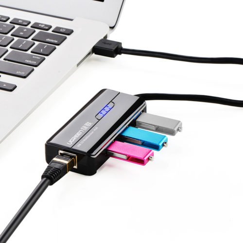 Ugreen CR102 USB3.0 to RJ45 100Mbps Ethernet 3 USB 3.0 Port Hub Network Card LAN Adapter for Laptop 3