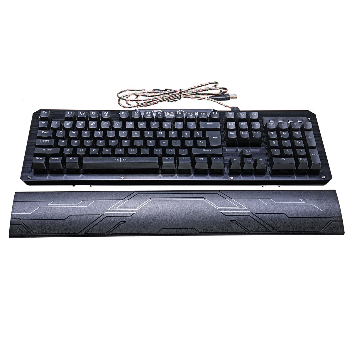 104Keys Blue Switch LED Backlight Mechanical Gaming Keyboard With Hand Holder USB Wired 1