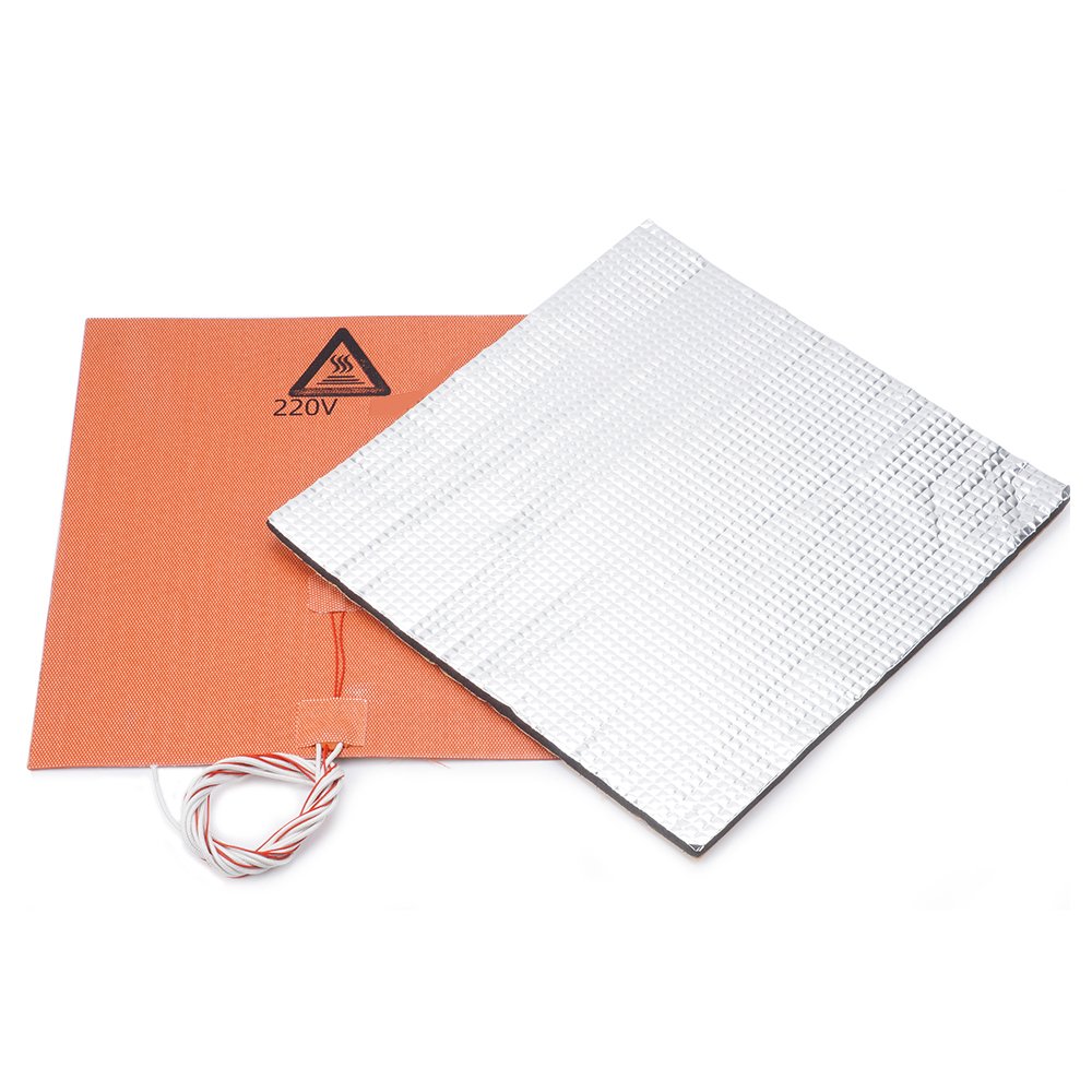 220V 750W 300*300mm Silicone Heated Bed Heating Pad + Foil Self-adhesive Heat Insulation Cotton DIY Part for 3D Printer Hot Bed 1