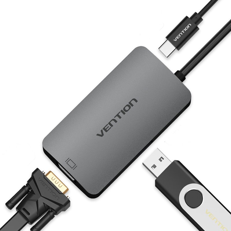 Vention CGJHA USB C to USB3.0 VGA With PD Charging Port Type C 3.1 to USB Hub Type-c Video Adapter 2