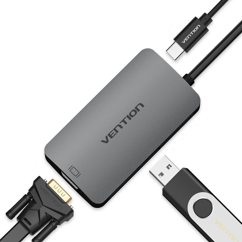Vention CGJHA USB C to USB3.0 VGA With PD Charging Port Type C 3.1 to USB Hub Type-c Video Adapter 1 Vention CGJHA USB C to USB3.0 VGA With PD Charging Port Type C 3.1 to USB Hub Type-c Video Adapter