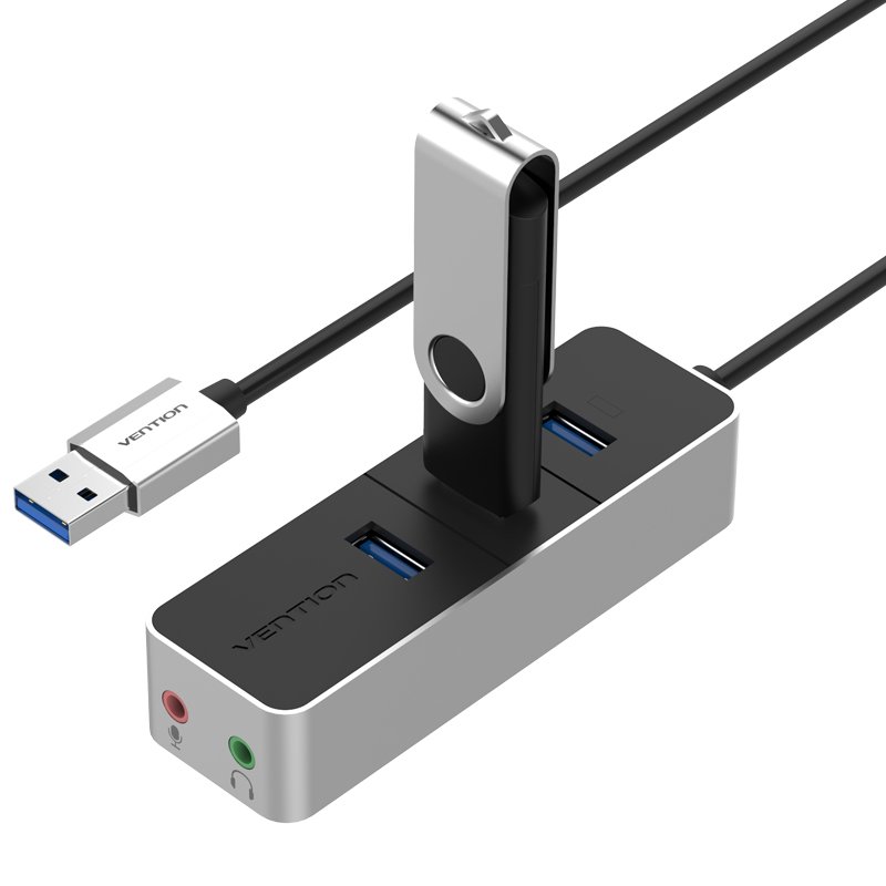 Vention VAS-J46 High Speed 3-Port USB 3.0 Audio External Sound Card Hub 2