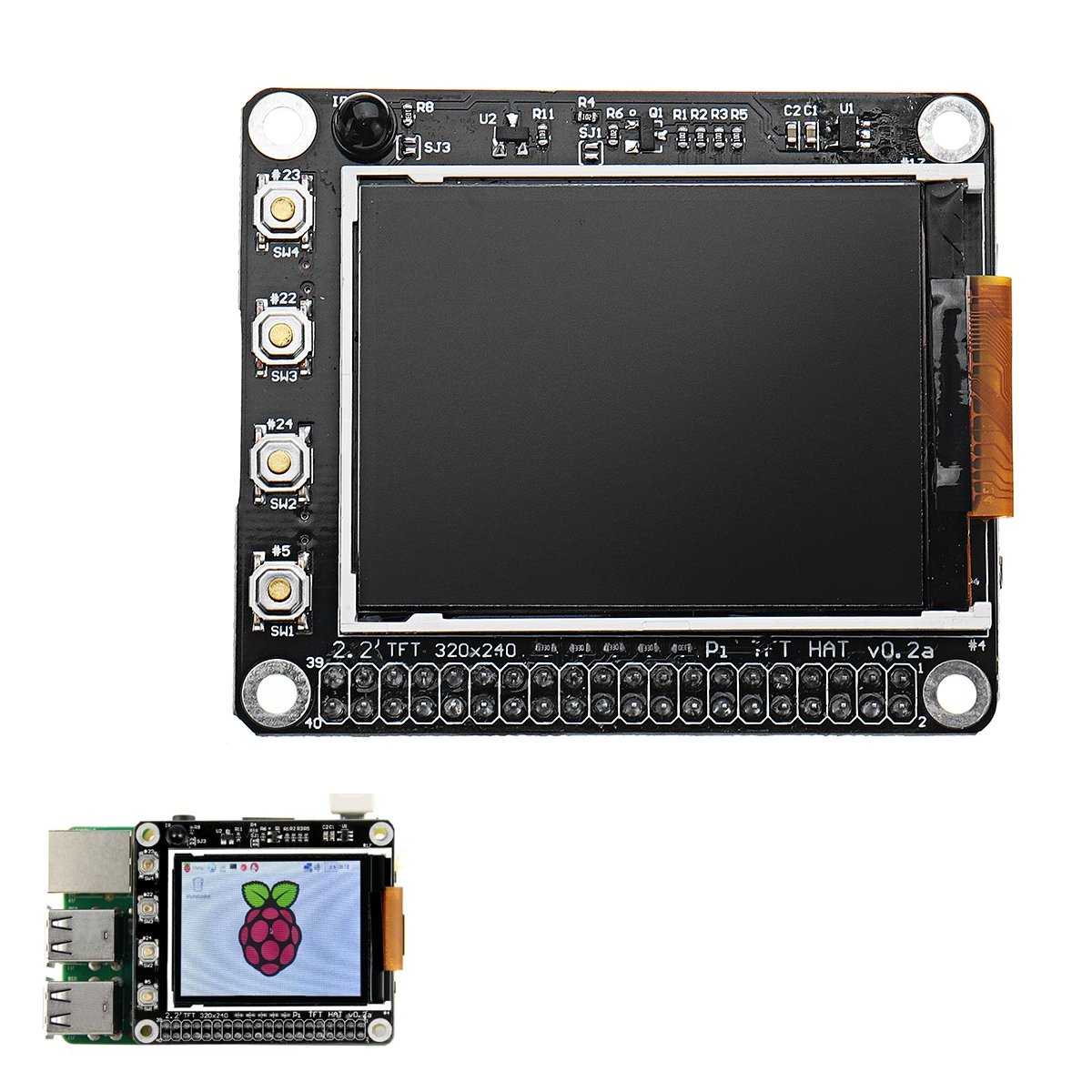2.2 inch 320x240 TFT Screen LCD Display Hat With Buttons IR Sensor For Raspberry Pi 3/2B/B+/A+ 1
