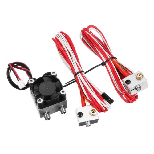1.75mm/3.0mm Fialment 0.4mm Nozzle Upgraded Dual Head Extruder Kit for 3D Printer 5