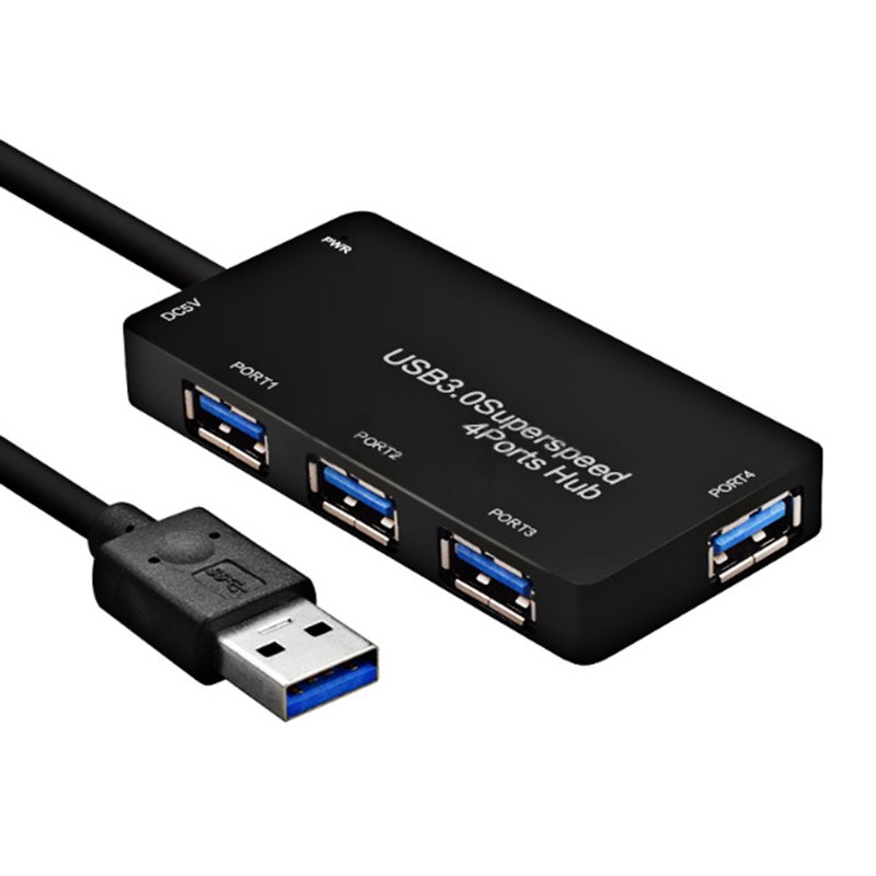 5Gbps Hi-Speed USB 3.0 4-Port Splitter Hub Adapter With DC 5V Port 2