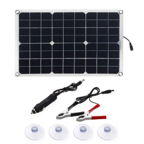 20W 5V USB Output Monocrystalline Silicon Solar Panel Kit with Double USB Port/Crocodile Clip & Cigarette Lighter & Suction Cups 1