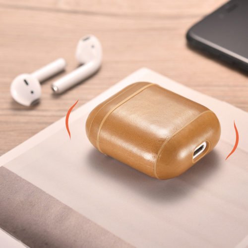 Genuine Leather Shockproof Earphone Protective Case For Apple AirPods 2