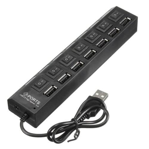 7 Port High Speed USB 2.0 Hub + AC Power Adapter ON/OFF Switch For PC Laptop MAC 4