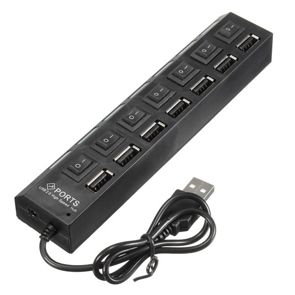 7 Port High Speed USB 2.0 Hub + AC Power Adapter ON/OFF Switch For PC Laptop MAC 4 7 Port High Speed USB 2.0 Hub + AC Power Adapter ON/OFF Switch For PC Laptop MAC - Image 4