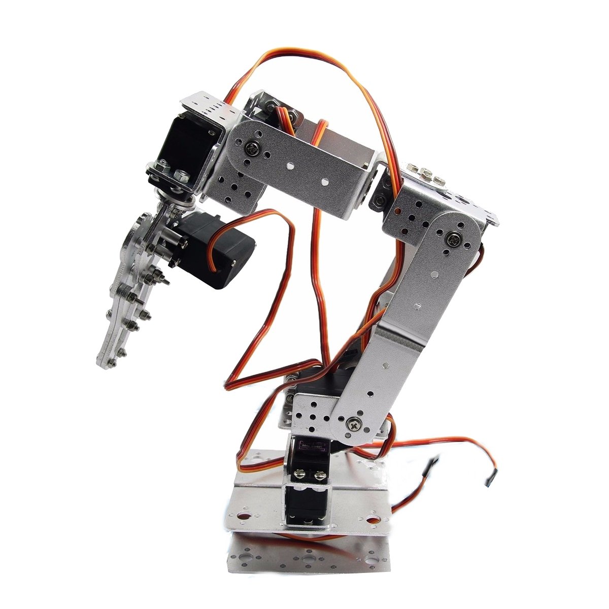 ROT2U 6DOF Aluminium Robot Arm Clamp Claw Mount Kit With Servos For Arduino-Silver 1