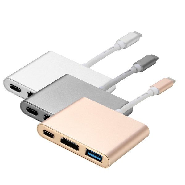 UBS 3.1 Type-C to 4K HD Displays USB 3.0 HUB USB-C Charging Port Adapter Cable 2 UBS 3.1 Type-C to 4K HD Displays USB 3.0 HUB USB-C Charging Port Adapter Cable - Image 2