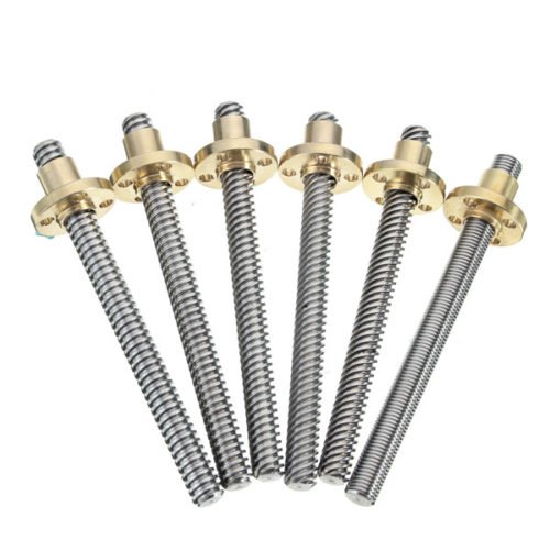 3D Printer T8 1/2/4/8/12/14mm 400mm Lead Screw 8mm Thread With Copper Nut For Stepper Motor 21
