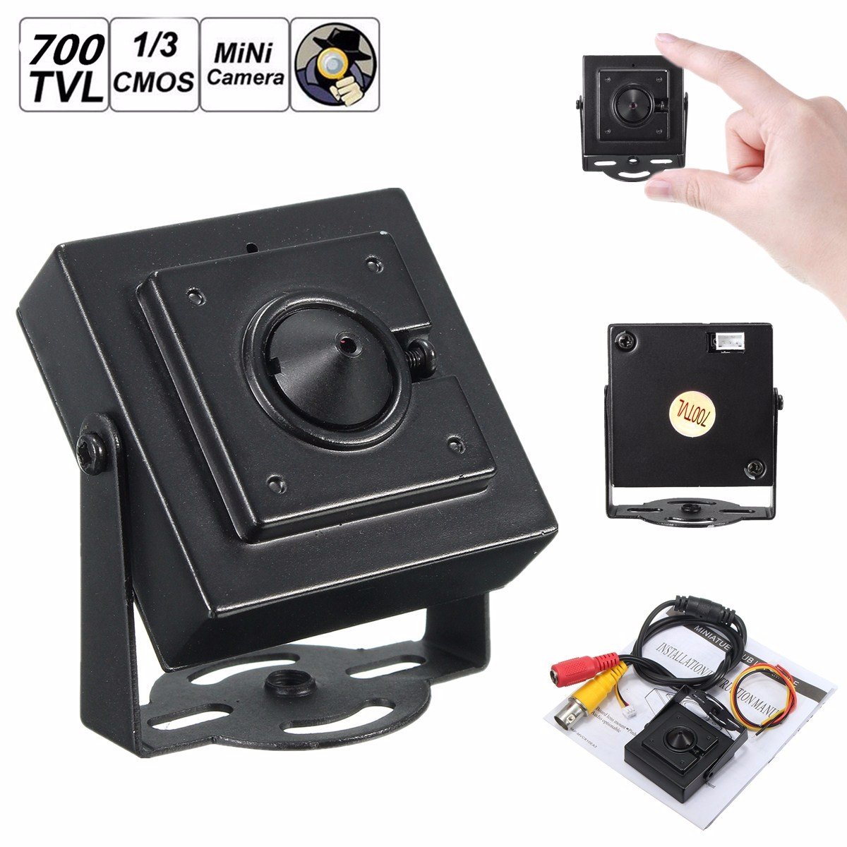 Mini Pinhole HD 700TVL 1/3" 3.7mm Wide Angle Board Lens CCTV Security PAL Camera 2