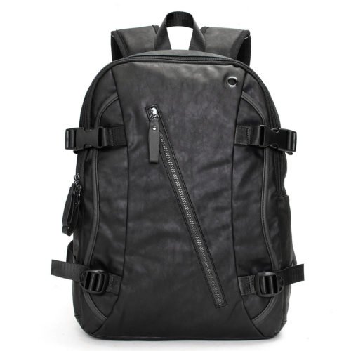 Men Vintage PU Leather Zipper Laptop Travel School Outdoor Backpack Bag Rucksack 13
