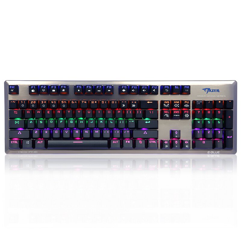 E Blue K727 104 Keys NKRO USB Wired Mixed Backlit Mechanical Gaming Keyboard Blue Black Switch 1