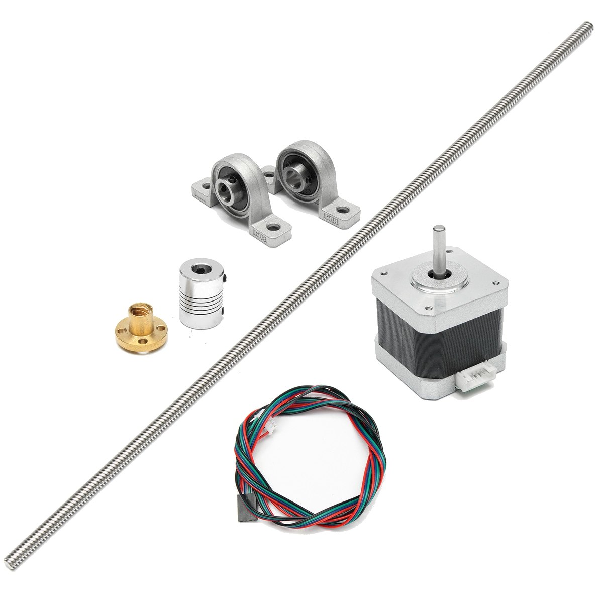 T8 600mm Stainless Steel Lead Screw Coupling Shaft Mounting + Motor For 3D Printer 2