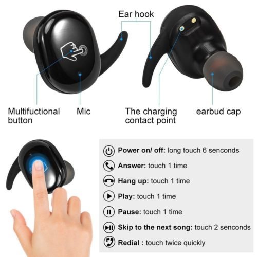 Twins Wireless Bluetooth Earphone Waterproof wireless Headset in-ear Sport Earphones Mini Earbuds with micphone for ip7 samsung 4