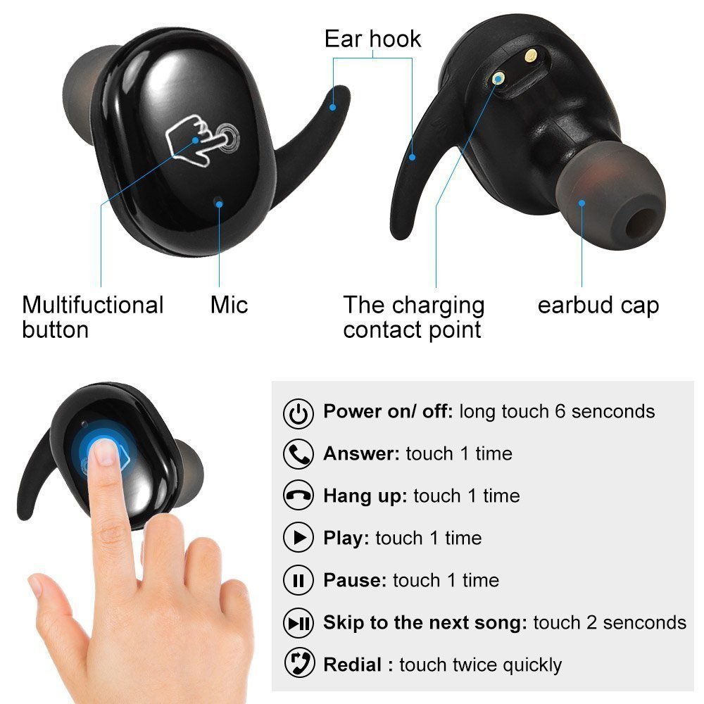 Twins Wireless Bluetooth Earphone Waterproof wireless Headset in-ear Sport Earphones Mini Earbuds with micphone for ip7 samsung 4 Twins Wireless Bluetooth Earphone Waterproof wireless Headset in-ear Sport Earphones Mini Earbuds with micphone for ip7 samsung - Image 4