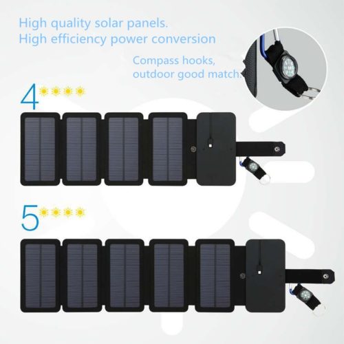KERNUAP SunPower folding 10W Solar Cells Charger 5V 2.1A USB Output Devices Portable Solar Panels for Smartphones 2