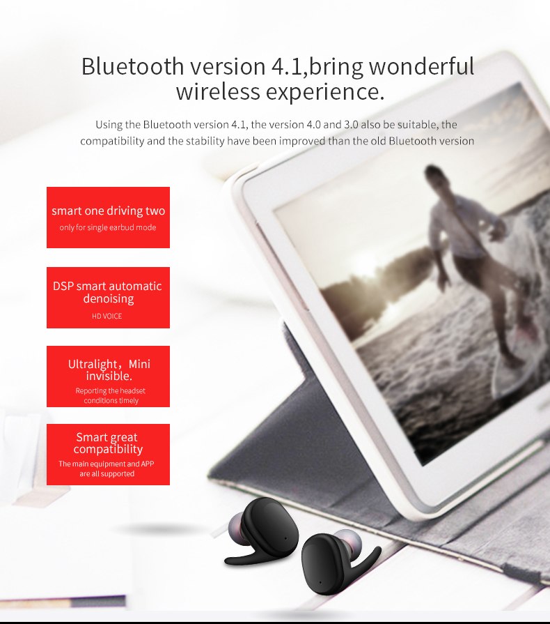 Twins Wireless Bluetooth Earphone Waterproof wireless Headset in-ear Sport Earphones Mini Earbuds with micphone for ip7 samsung 2 Twins Wireless Bluetooth Earphone Waterproof wireless Headset in-ear Sport Earphones Mini Earbuds with micphone for ip7 samsung - Image 2