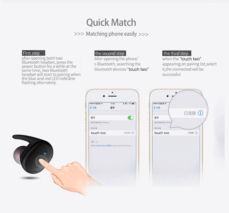 Twins Wireless Bluetooth Earphone Waterproof wireless Headset in-ear Sport Earphones Mini Earbuds with micphone for ip7 samsung 5 Twins Wireless Bluetooth Earphone Waterproof wireless Headset in-ear Sport Earphones Mini Earbuds with micphone for ip7 samsung - Image 5