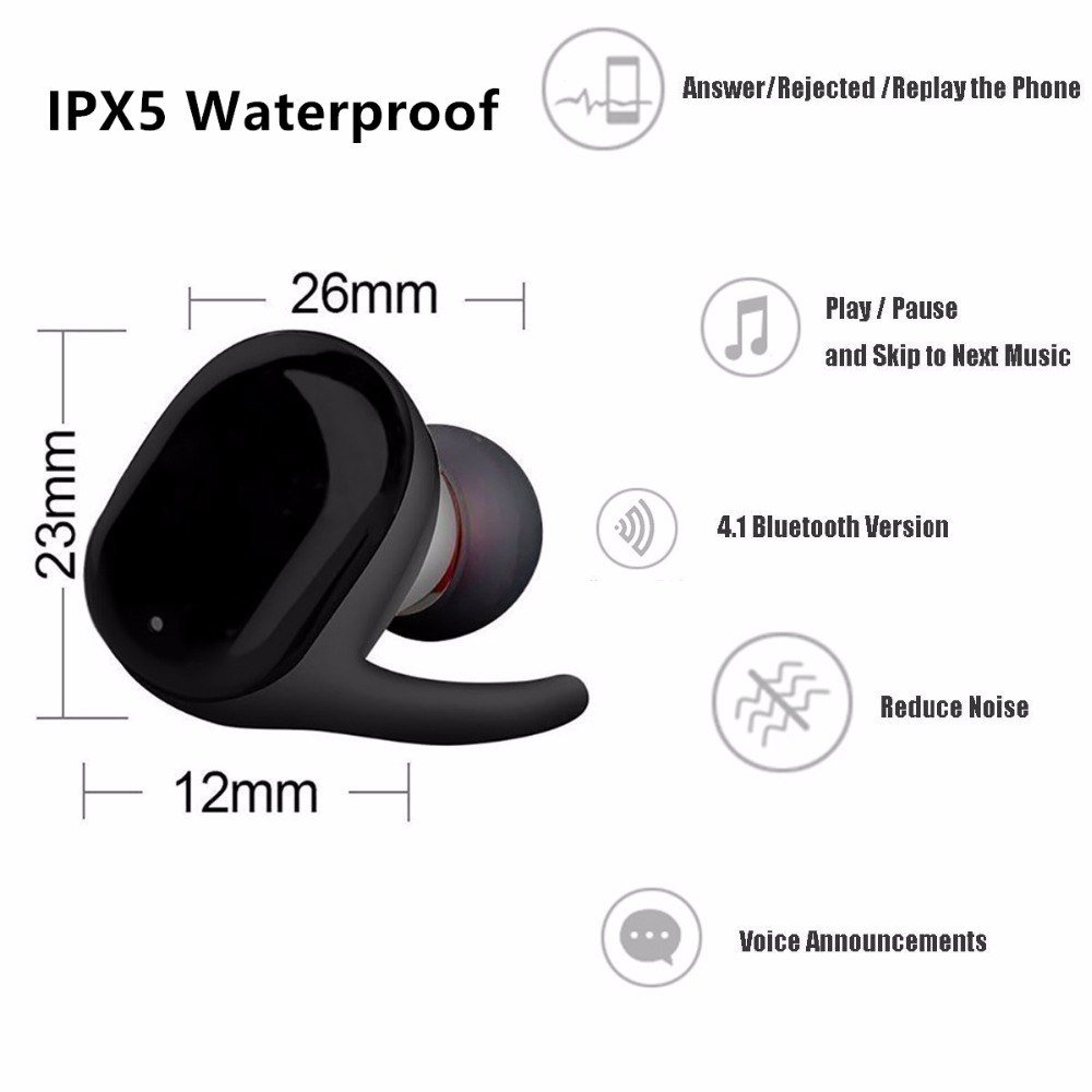 Twins Wireless Bluetooth Earphone Waterproof wireless Headset in-ear Sport Earphones Mini Earbuds with micphone for ip7 samsung 3 Twins Wireless Bluetooth Earphone Waterproof wireless Headset in-ear Sport Earphones Mini Earbuds with micphone for ip7 samsung - Image 3