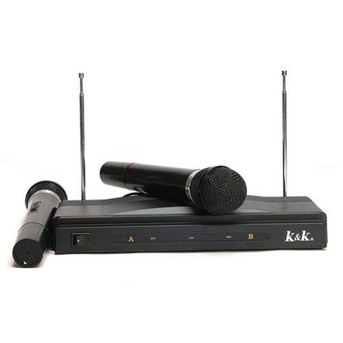 Dual Cordless Wireless Mic Microphone with Receiver 3