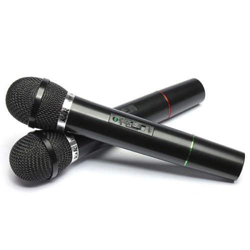 Dual Cordless Wireless Mic Microphone with Receiver 4