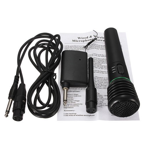 2in1 Wired&Wireless Handheld Microphone Receiver Studio System 9