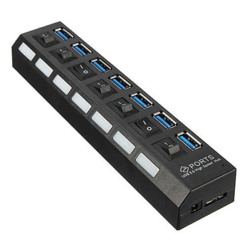 7 Port USB 3.0 Hub On/Off Switch+EU/US/UK AC Power Adapter 4
