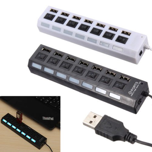 7 Ports USB 2.0 External HUB Adapte with Power On/Off Switch 1