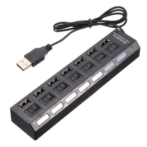 7 Ports USB 2.0 External HUB Adapte with Power On/Off Switch 5