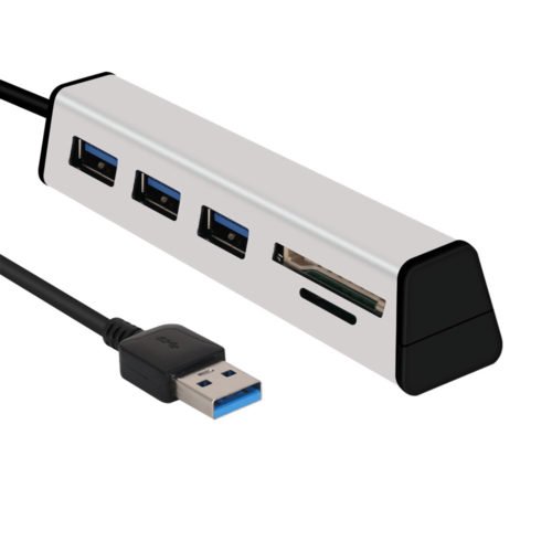 Aluminum Alloy USB 3.0 to 3-Port USB 3.0 Hub TF SD Card Reader with Hidden Phone Support 3