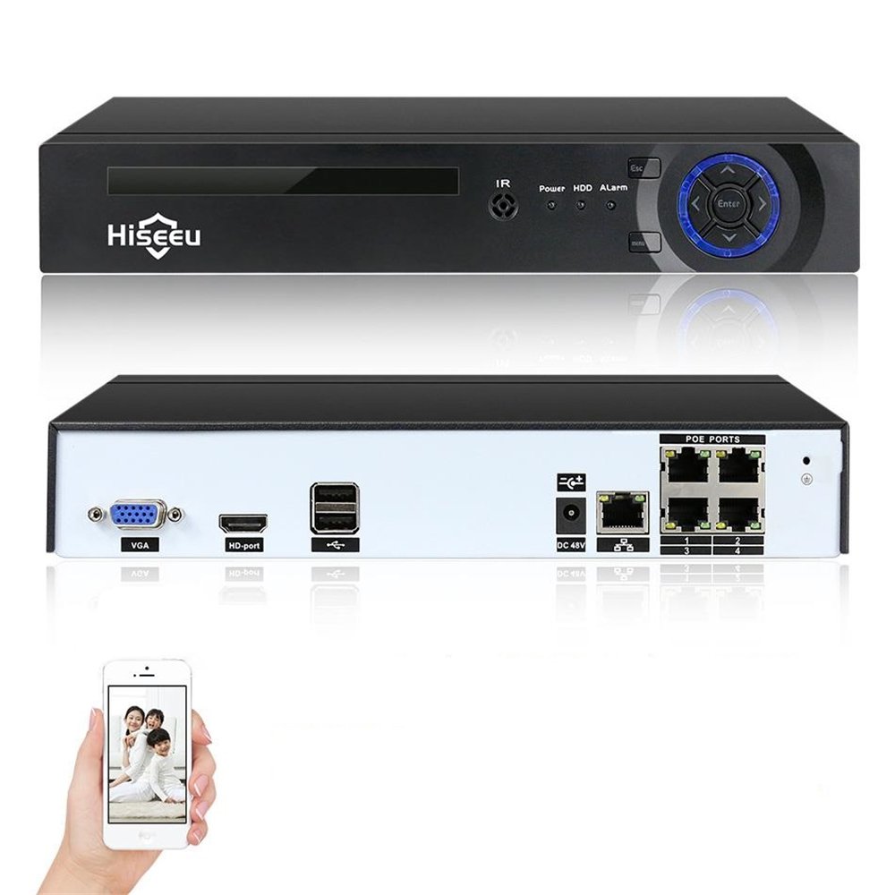 Hiseeu H.265 H.264 4CH 8CH 48V POE IP Camera NVR 4K Network Video Recorder P2P ONVIF 4K CCTV System 1