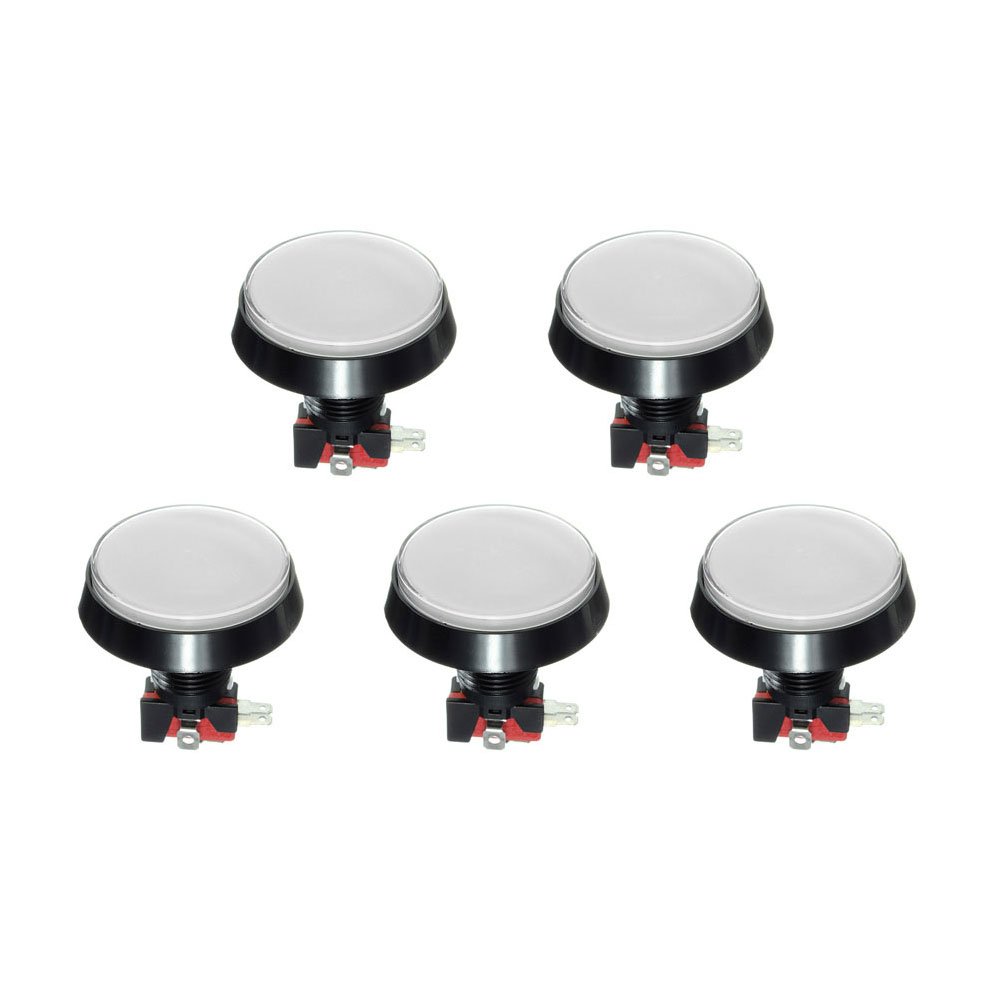 5Pcs White LED Light 60mm Arcade Video Game Player Push Button Switch 1