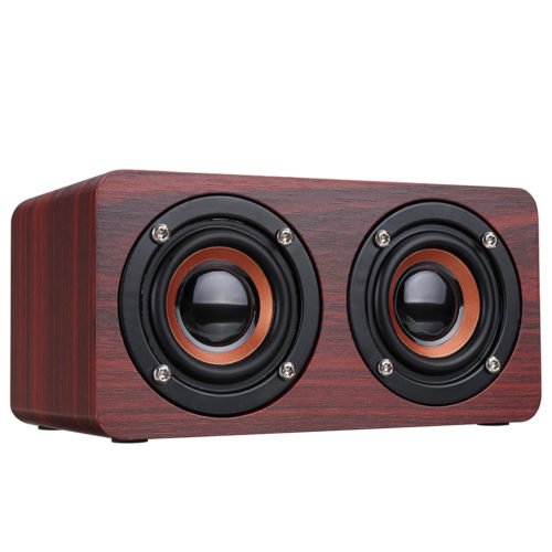 Wooden Stereo Bass Bluetooth 4.2 Speaker Audio Music Box with Mini Microphone 3