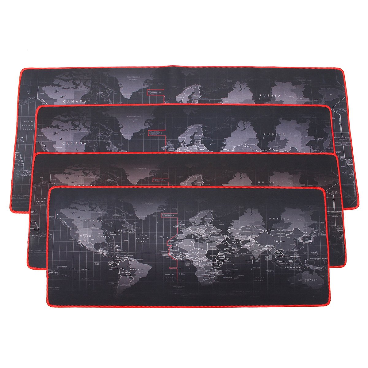 2mm Large Non-Slip World Map Game Mouse Pad Mat with Red Hem For PC Laptop Computer Keyboard 1