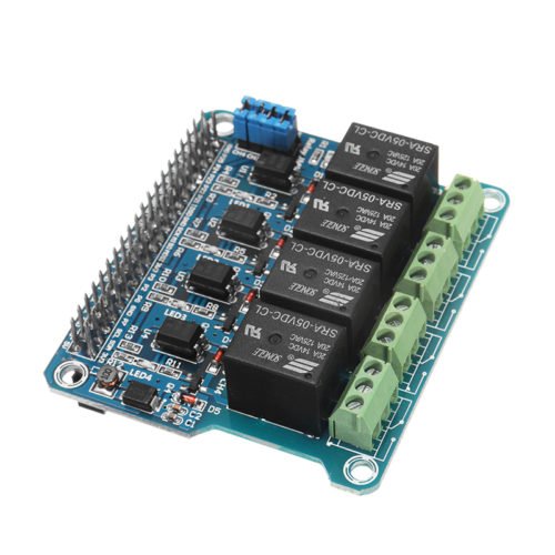 4 Channel 5A 250V AC/30V DC Compatible 40Pin Relay Board For Raspberry Pi A+/B+/2B/3B 4