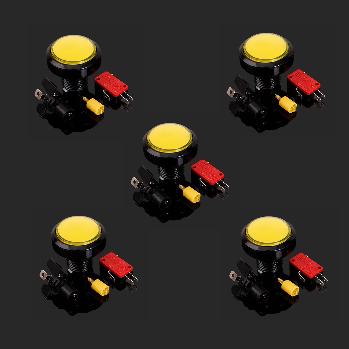 5Pcs Yellow 45mm Arcade Video Game Big Round Push Button LED Lighted Illuminated Lamp 1
