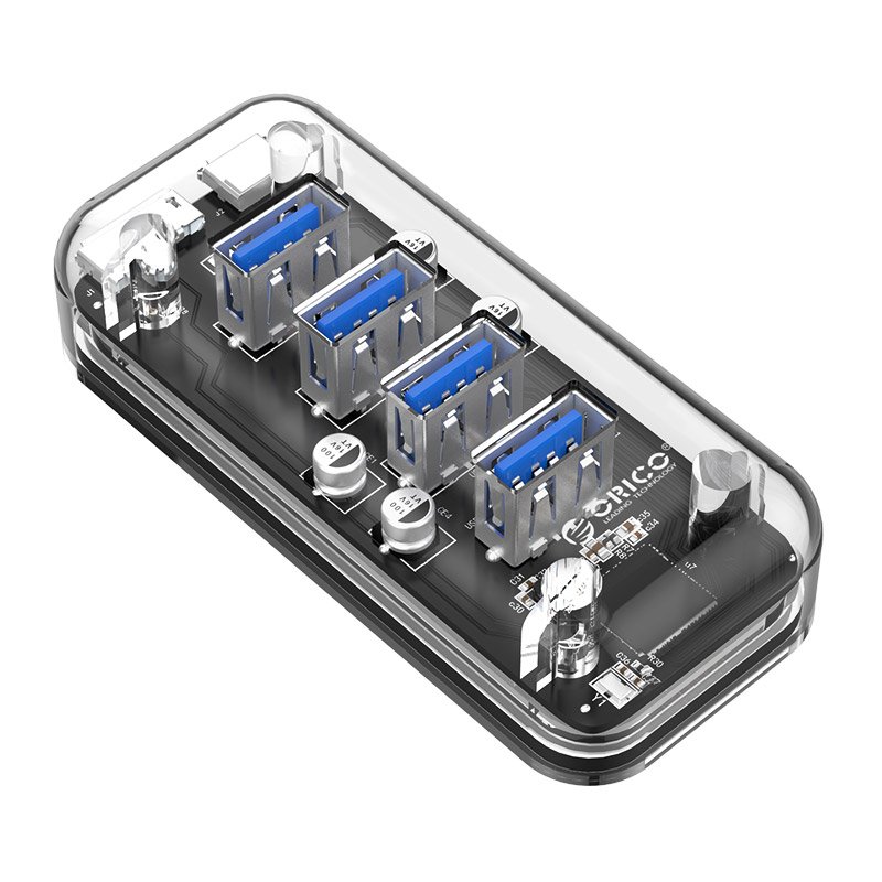 Orico F4U-U3 Transparent 4-Port USB 3.0 Hub with Dual-port Power Supply 2 Orico F4U-U3 Transparent 4-Port USB 3.0 Hub with Dual-port Power Supply - Image 2