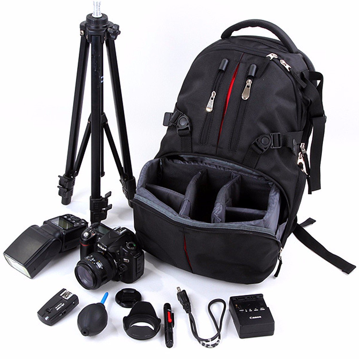Nylon Waterproof Shockproof Camera Laptop Bag Lens Case Backpack For Canon Nikon SLR DSLR Camera 1